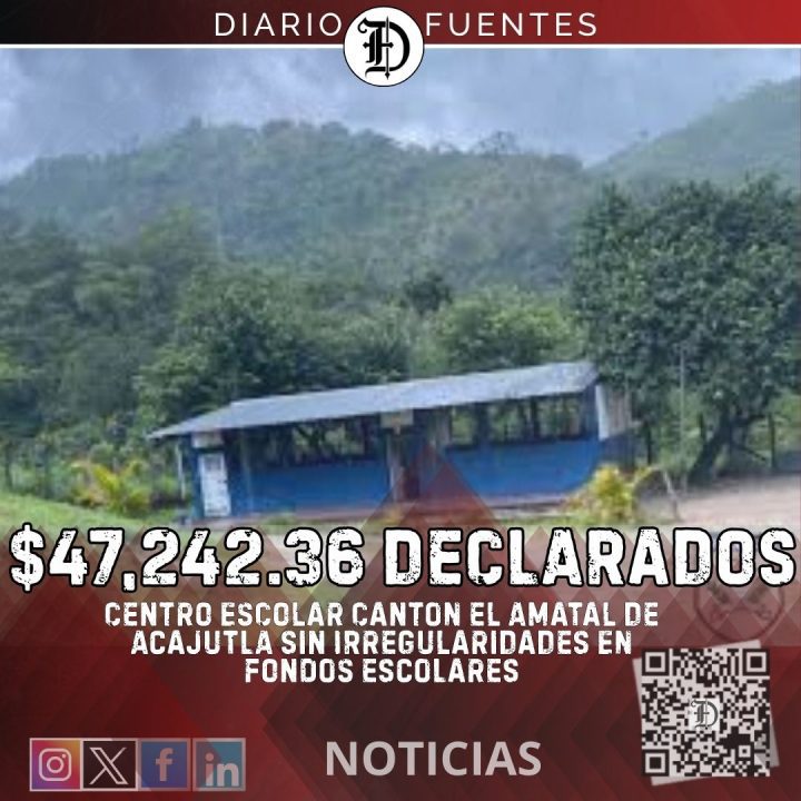 Centro Escolar Cantón El Amatal regulariza $47,242.36 en fondos del Estado tras examen de Auditoría Interna del Mineducyt
